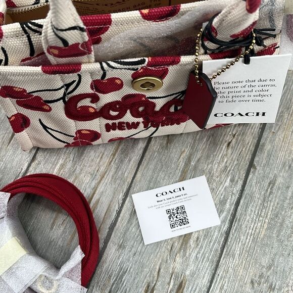 Coach Cargo Tote Bag 20 With Cherry Print Crossbody Bag Purse - Picture 8 of 9
